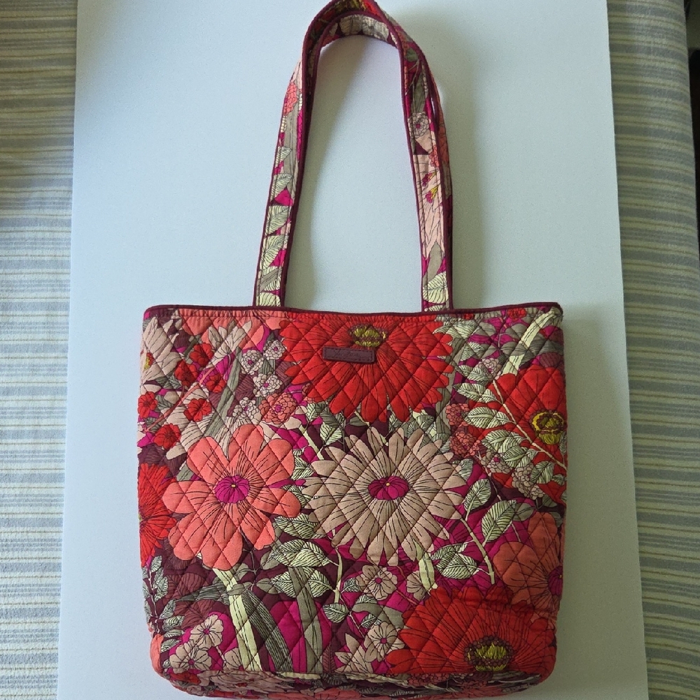 Vera Bradley Bohemian Bloom Medium Floral Quilted Tote Bag - Red and Pink
